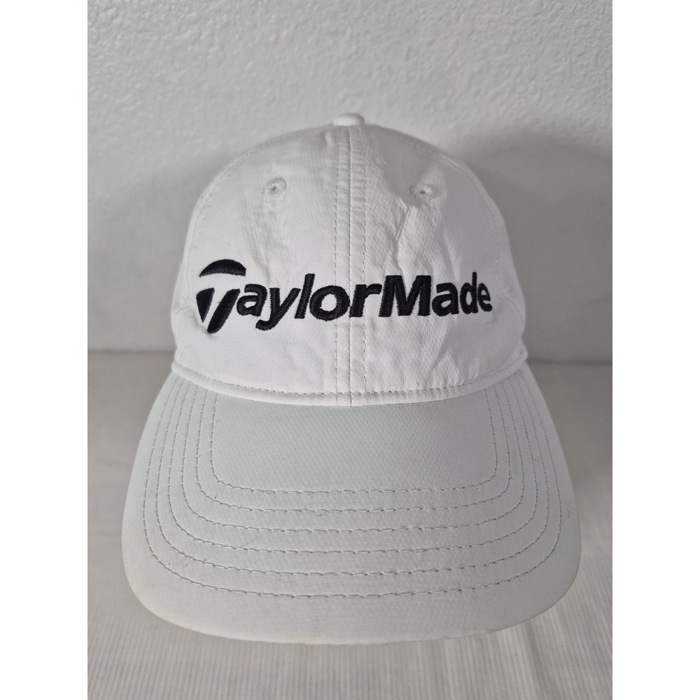 TaylorMade Golf Performance Adjustable Hat White Black Logo Mens Baseball Cap - Picture 5 of 9